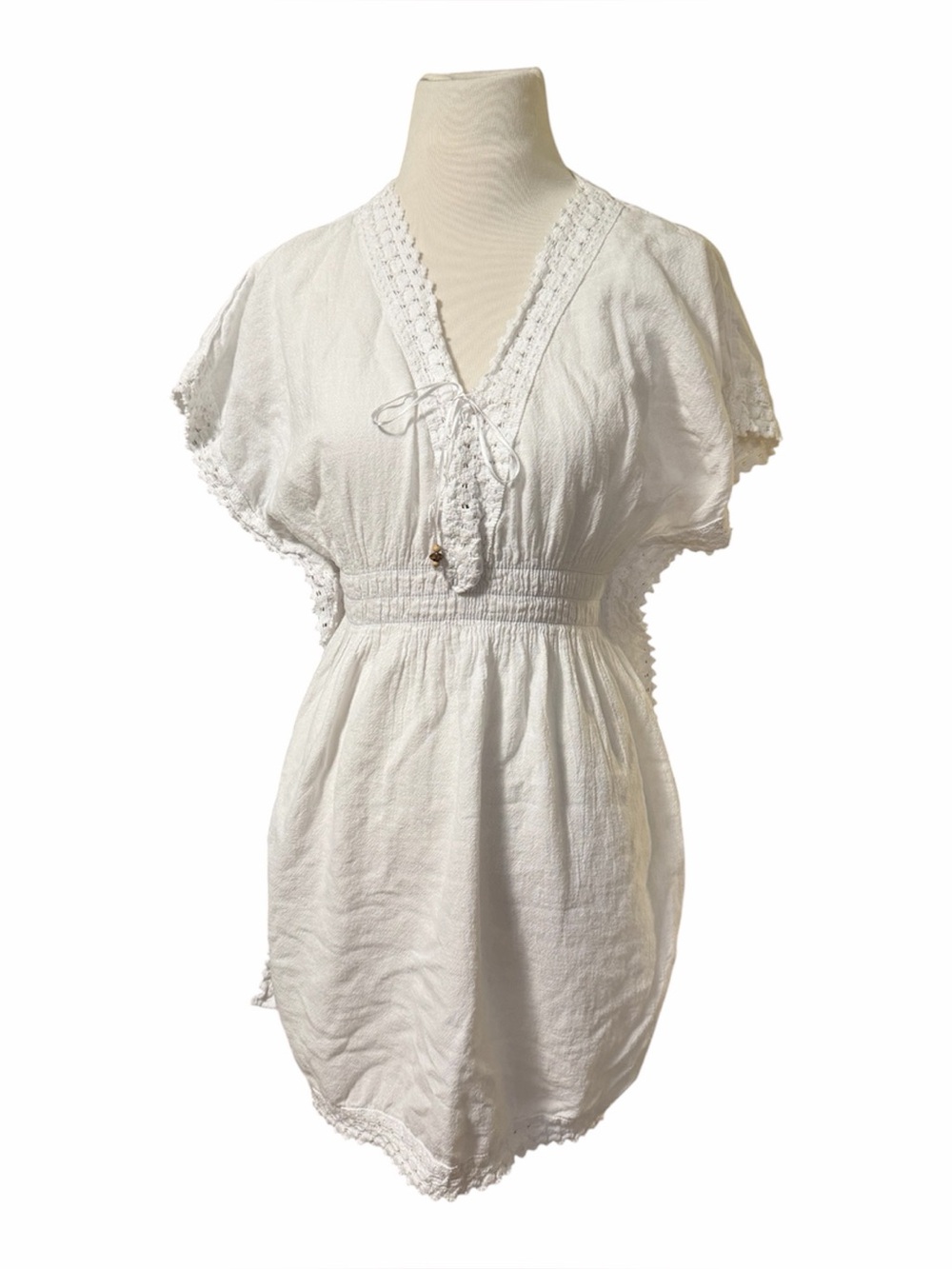 Cotton Collection White Crochet-Trim top Swim Coverup organic cotton boho